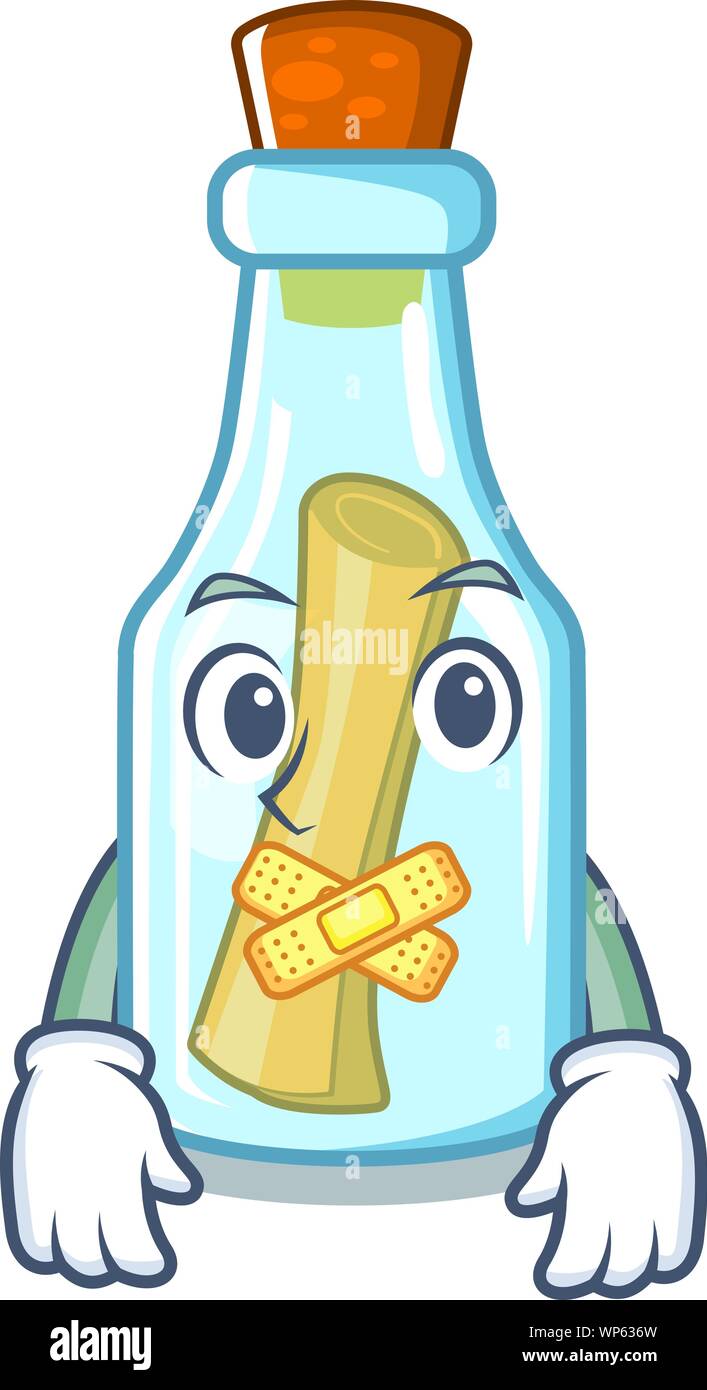 Message muet en bouteille avec forme mascot Illustration de Vecteur