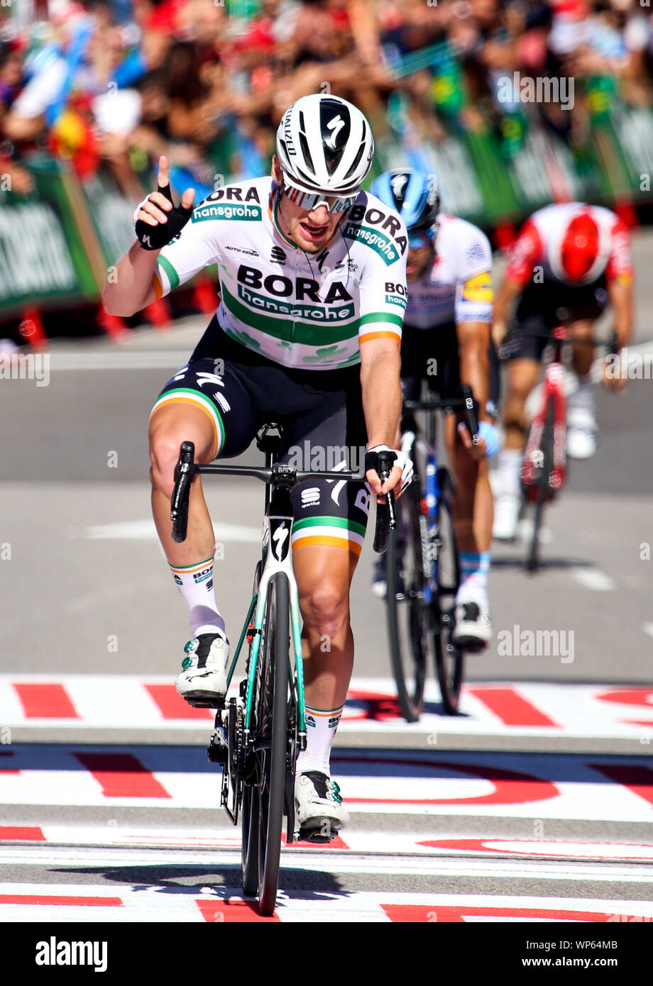 Oviedo, Espagne. Sep 7, 2019. Sam Bennett (Bora) remporte la 14e Hansgrohe stade de 'La Vuelta (Tour d'Espagne) entre Santilla del Mar et Oviedo le 7 septembre 2019 à Oviedo, Espagne. Crédit : David Gato/Alamy Live News Banque D'Images