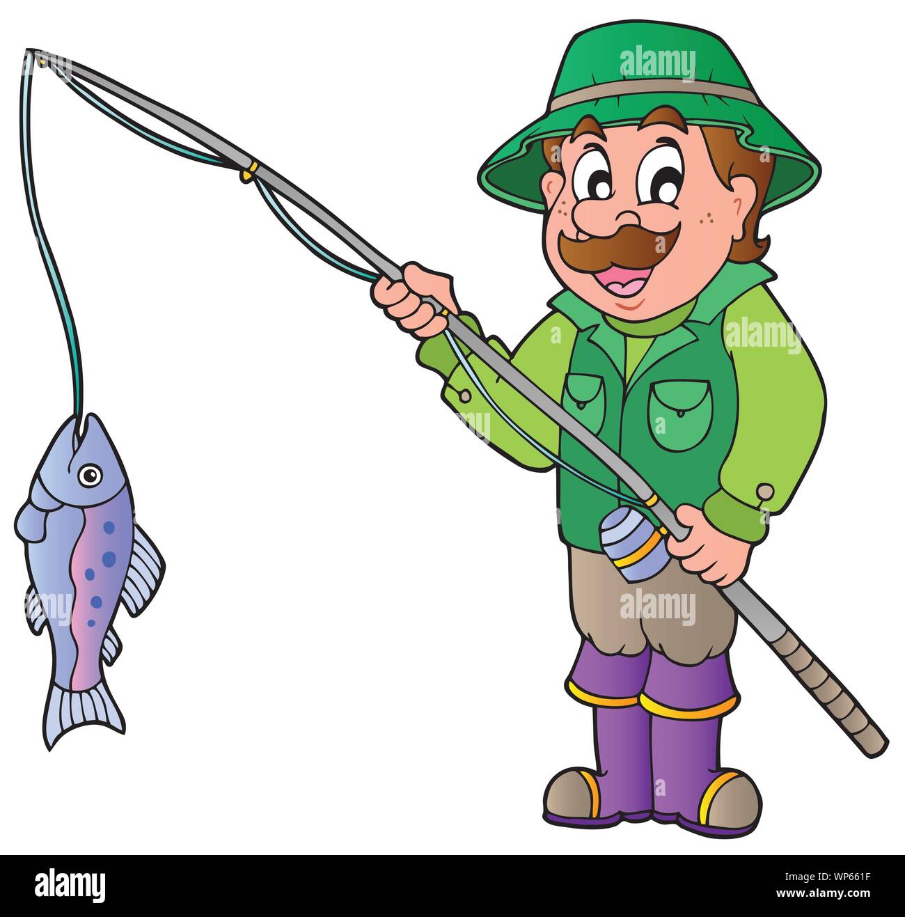 Joli portrait de pêcheur à bosse en forme de dessin animé