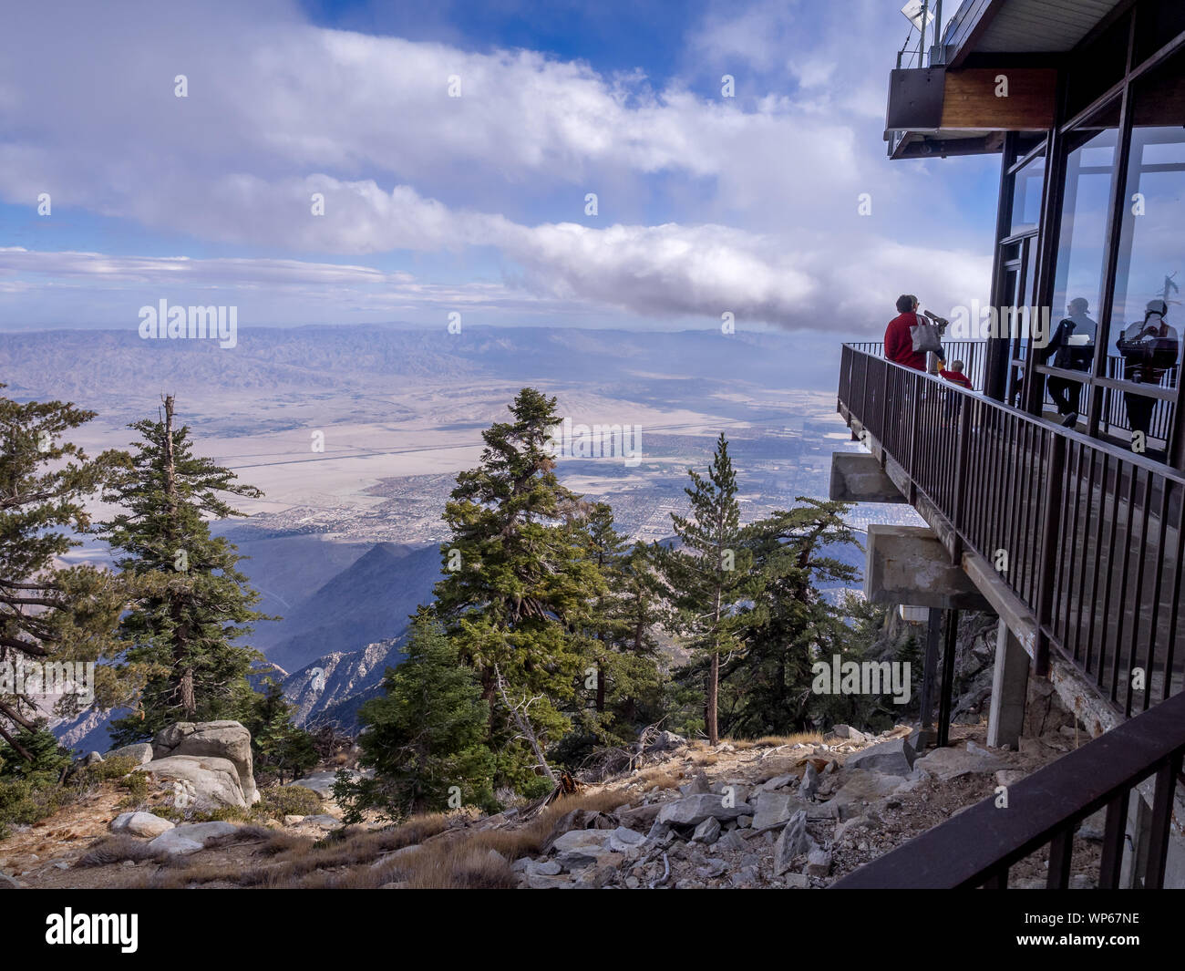 Tramway Aérien de Palm Springs Valley Station. Depuis 1963, près de 18 millions de personnes ont parcouru les 10 minutes, 2,5 milles de la station de montagne. Banque D'Images