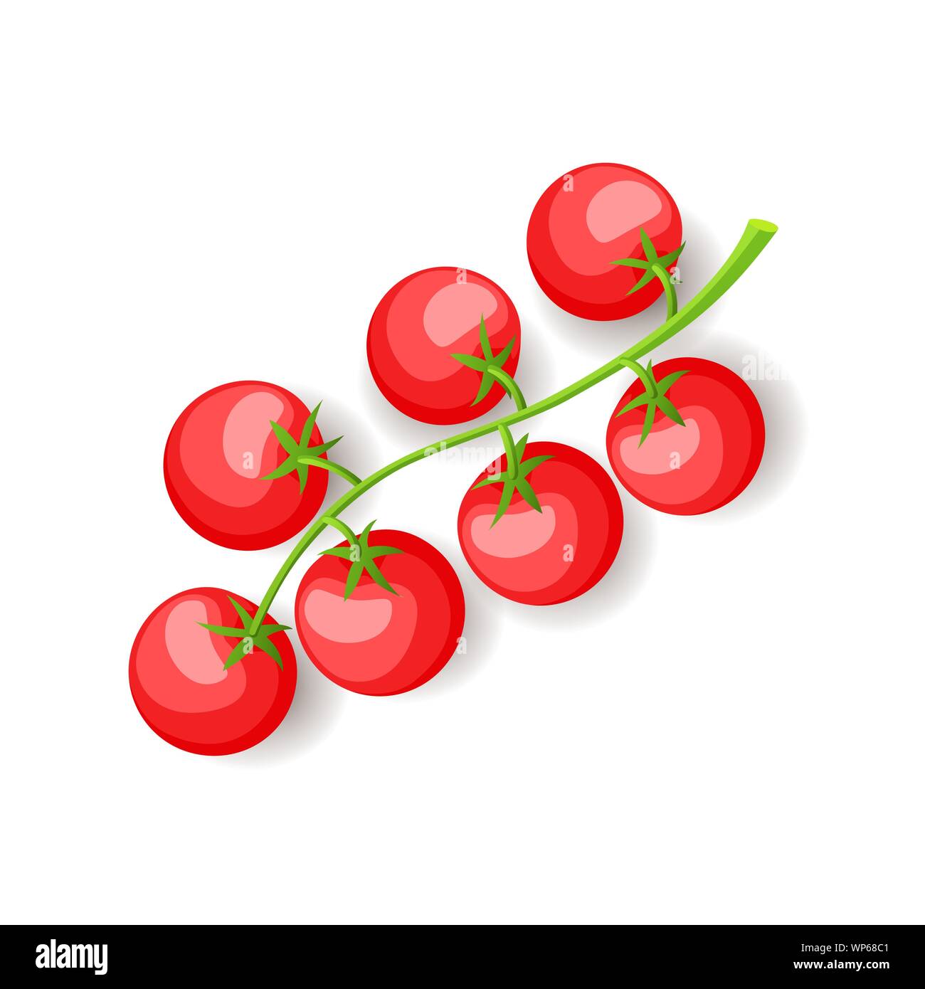 Branche verte avec tomates cerises rouges isolés l'icône, des légumes frais, des aliments sains, biologiques illustration vectorielle. Illustration de Vecteur