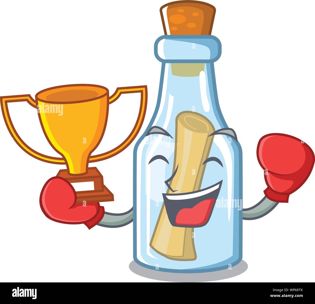 Gagnant de boxe en forme de bouteille avec message mascot Illustration de Vecteur