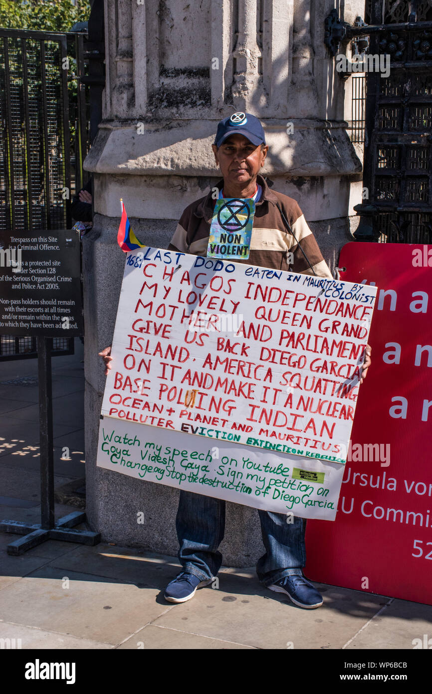 Manifestant de l'occupation de l'île de Diego Garcia Banque D'Images