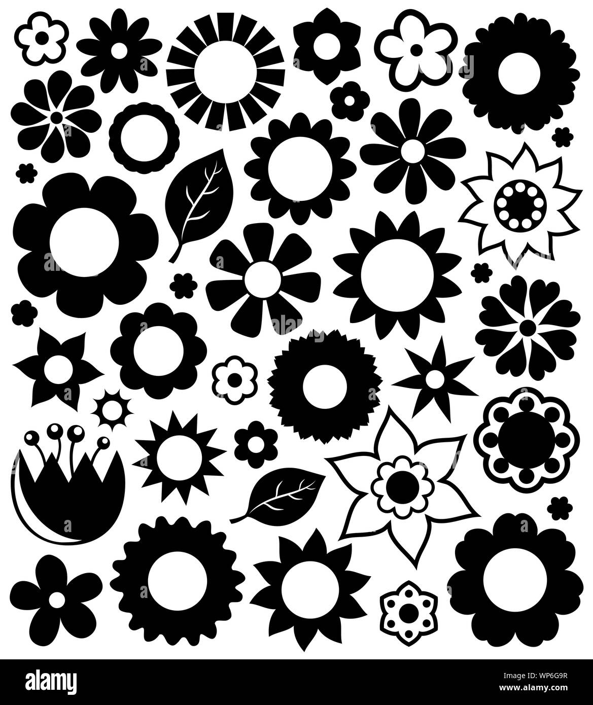 Silhouettes de fleurs collection 1 Illustration de Vecteur