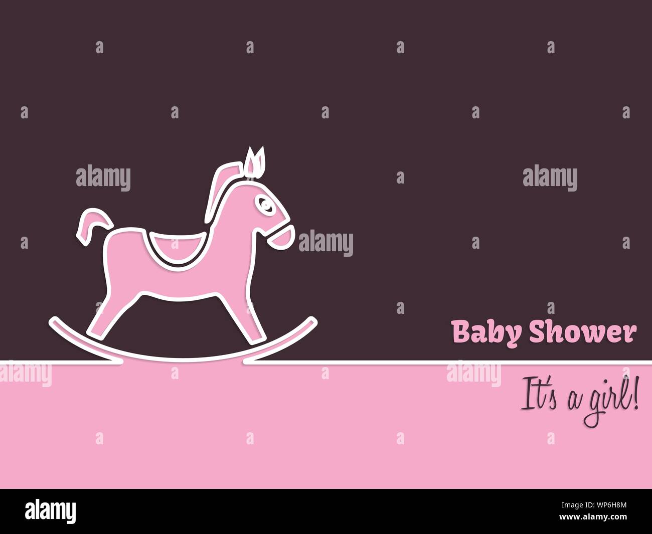 Carte de vœux avec cheval rose Illustration de Vecteur