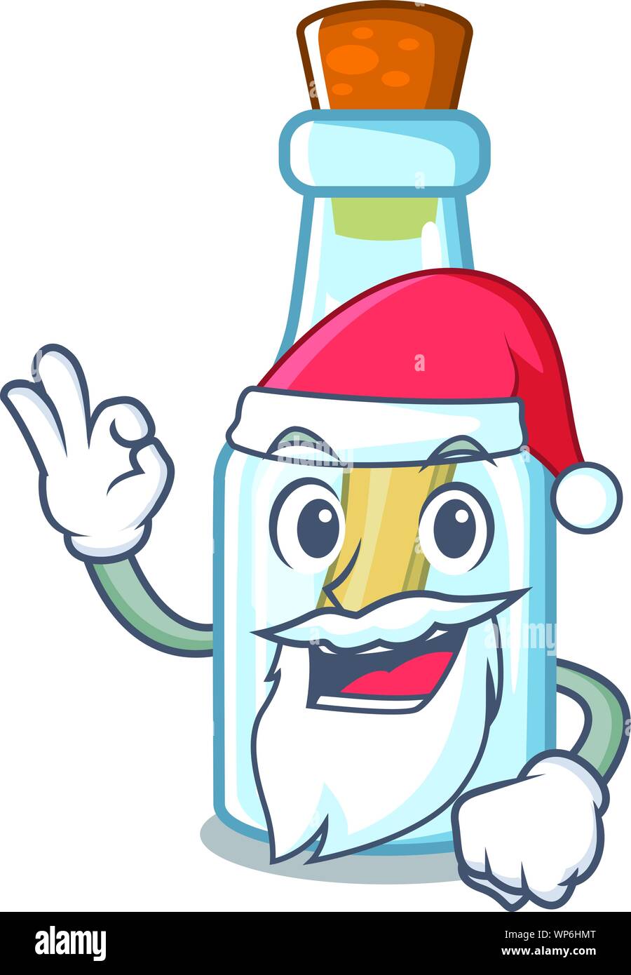 Santa message dans la bouteille de forme mascot Illustration de Vecteur