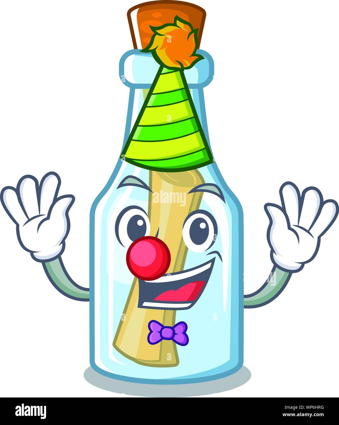 Message en bouteille clown avec forme mascot Illustration de Vecteur