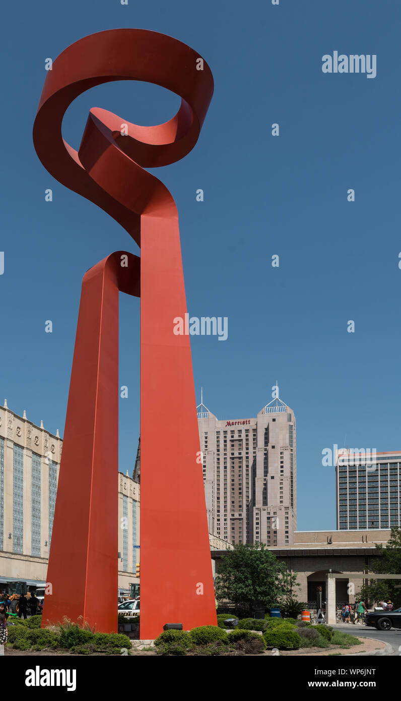 La Antorcha de La Amistad (espagnol pour le flambeau de l'amitié), un monumental sculpture abstraite dans le centre-ville de San Antonio, Texas Banque D'Images