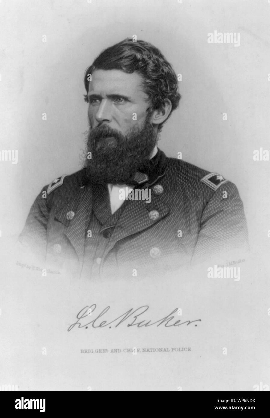 LaFayette Curry Baker, 1826-1868, Brig. Général et Chef de la Police nationale, de la tête et des épaules, face vers la gauche Banque D'Images