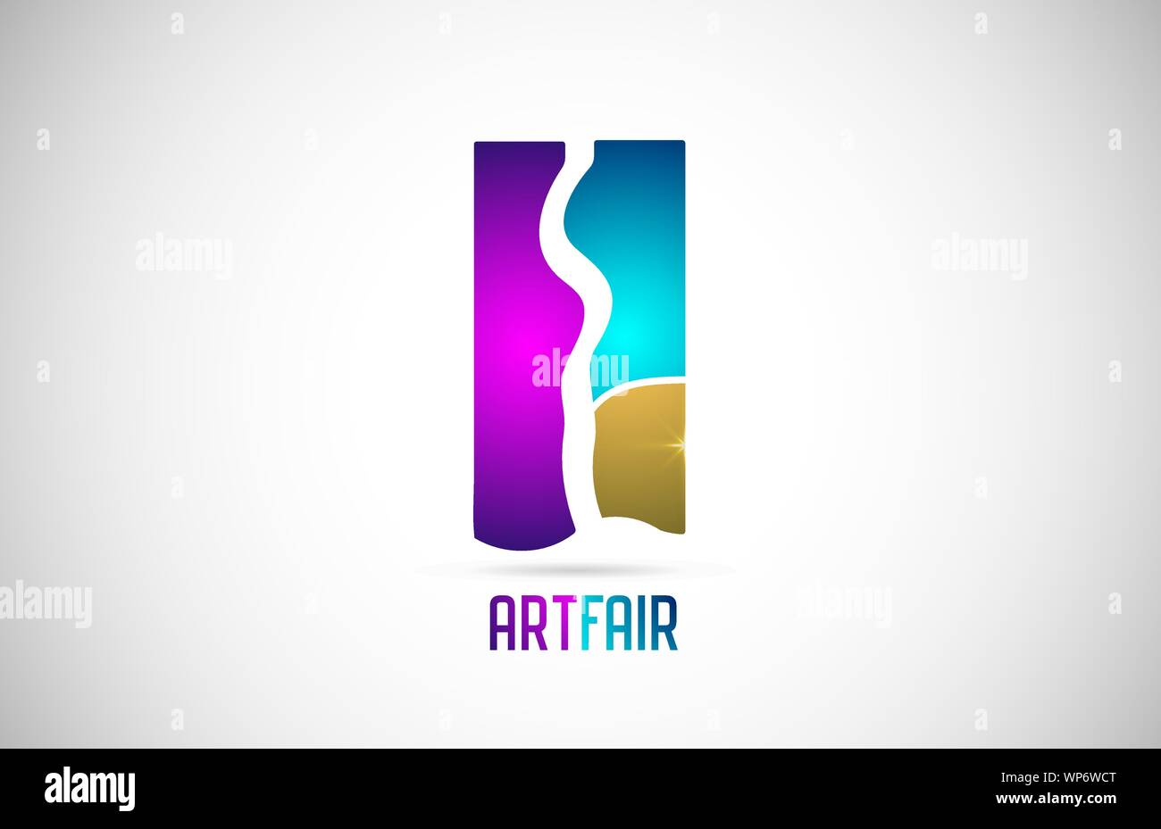 Art fair exposition icône logo design avec des couleurs rose et bleu. Logotype de l'identité d'entreprise adapté à une expo artistique, d'une foire commerciale, des expositions ou Illustration de Vecteur