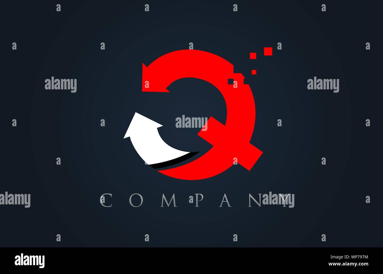 Q rouge blanc bleu logo lettre alphabet design icône approprié pour une société ou entreprise Illustration de Vecteur