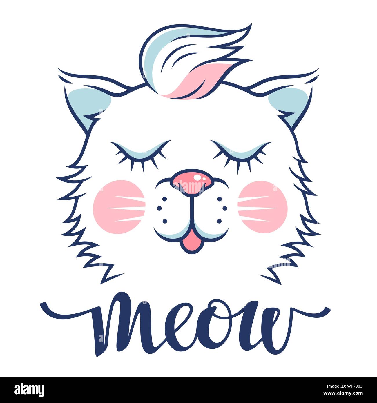 Chat mignon puéril pour t-shirt design. Cute kitten vector illustration Illustration de Vecteur