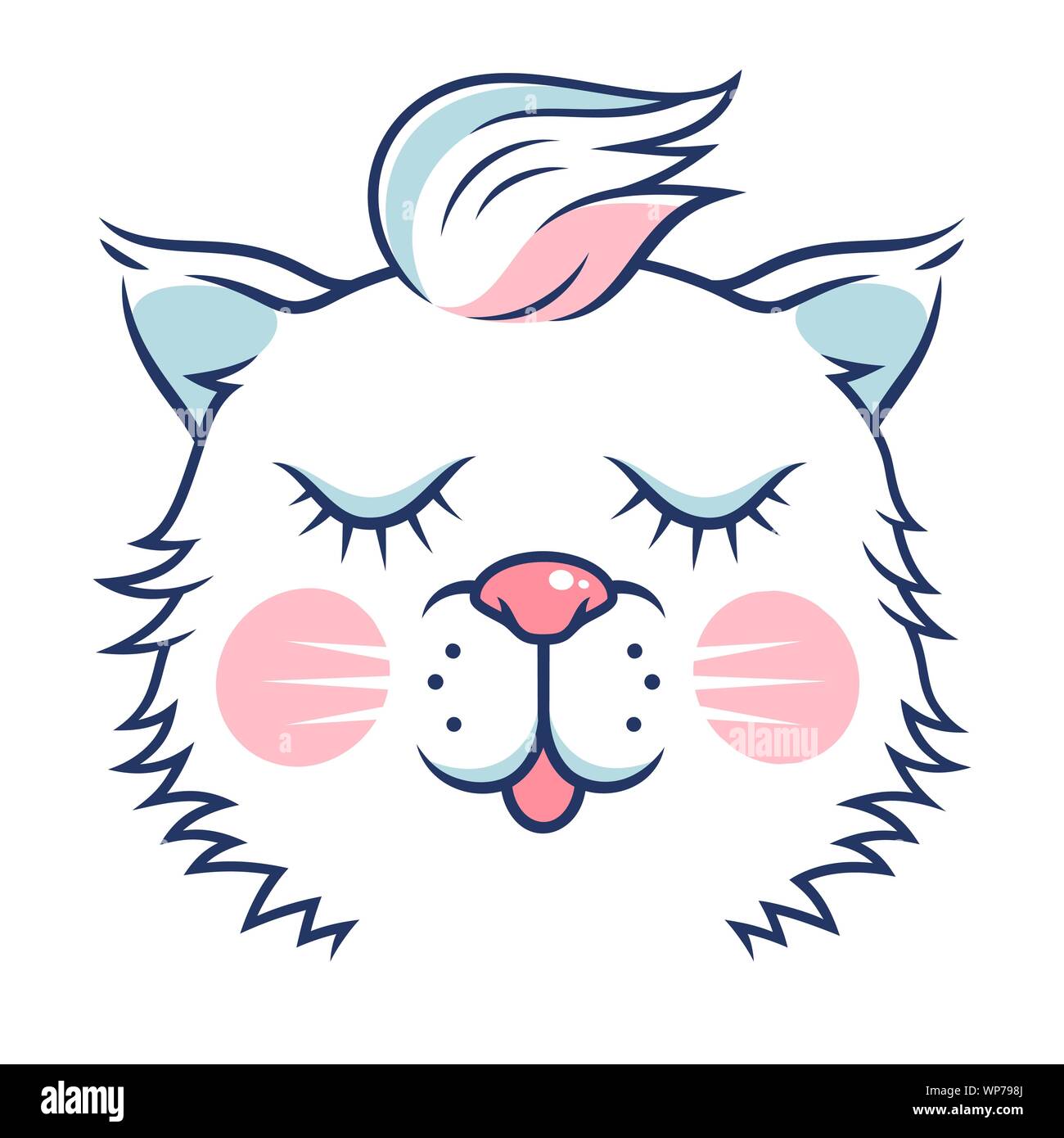 Chat mignon puéril pour t-shirt design. Cute kitten vector illustration Illustration de Vecteur