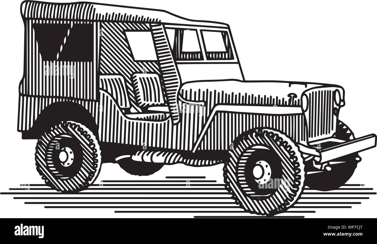 Illustration d'une 4 roues motrices véhicule militaire. Illustration de Vecteur