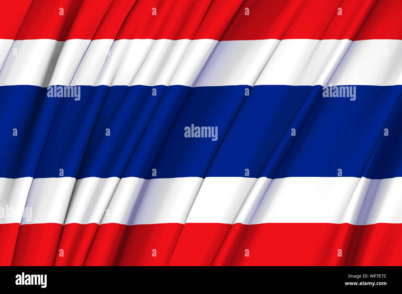 Thaïlande waving flag illustration. Les pays d'Asie. Parfait pour l'utilisation d'arrière-plan et la texture. Banque D'Images