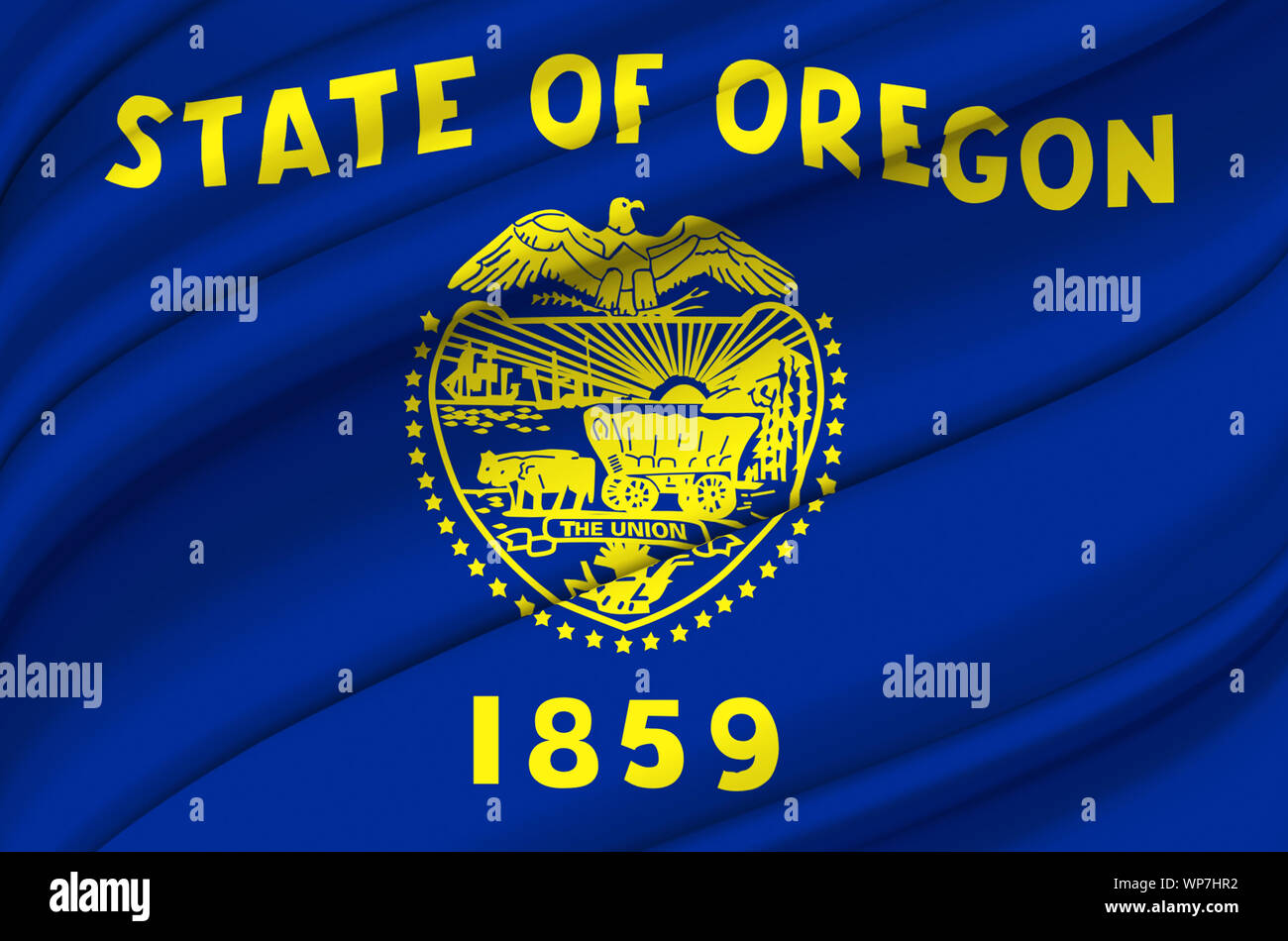 Oregon waving flag illustration. Les états américains. Parfait pour l'utilisation d'arrière-plan et la texture. Banque D'Images