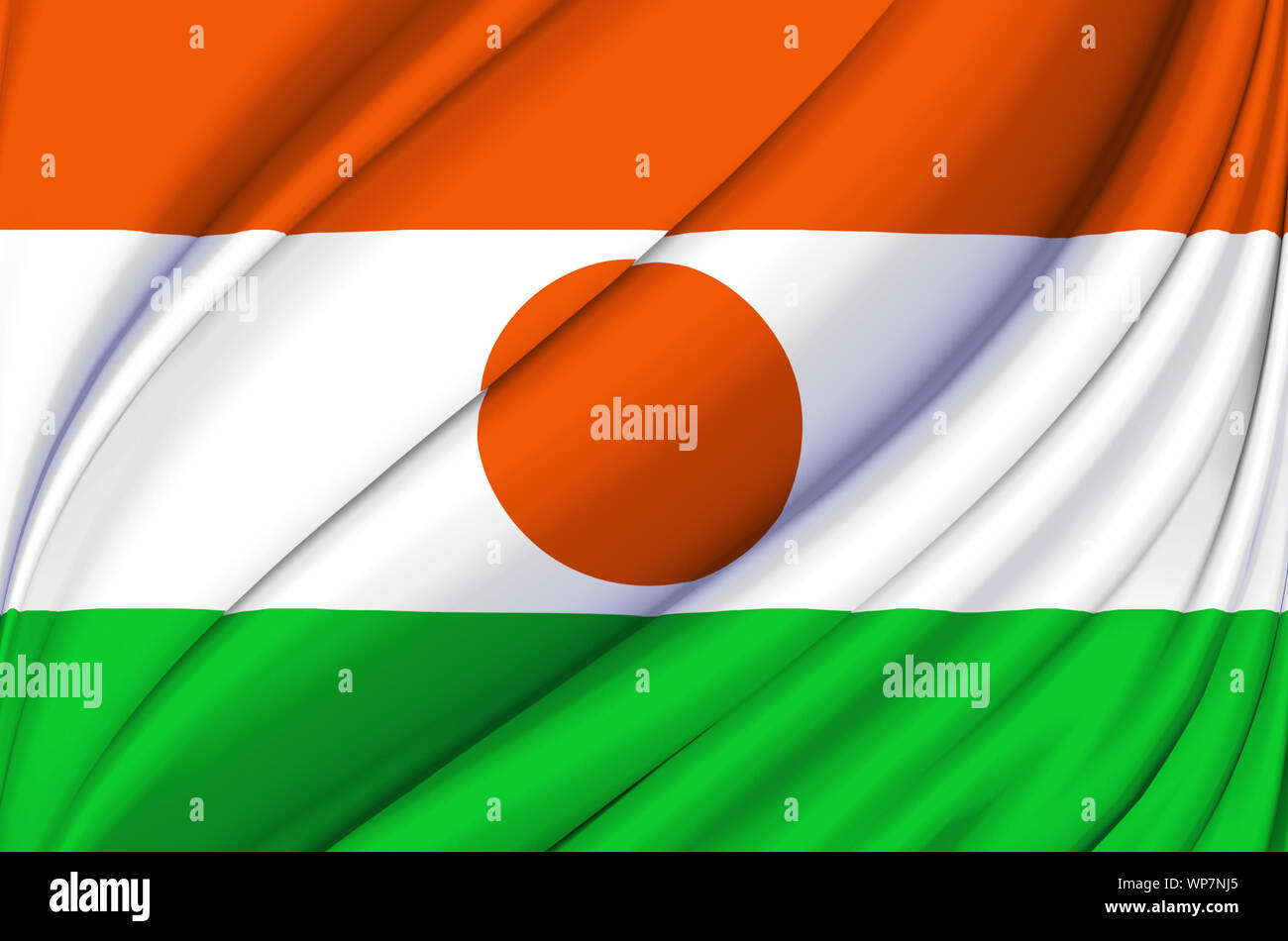 Niger waving flag illustration. Pays de l'Afrique. Parfait pour l'utilisation d'arrière-plan et la texture. Banque D'Images