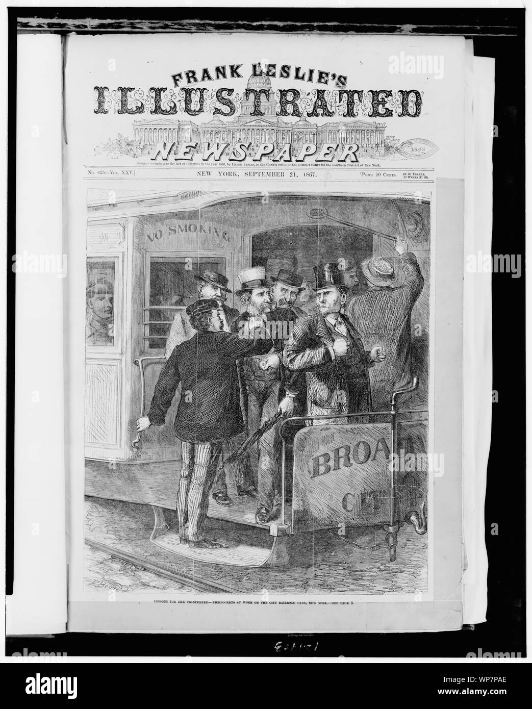 Leçons pour les non-initiés - les pickpockets au travail sur la ville de wagons, New York / F. Barbe del. Banque D'Images