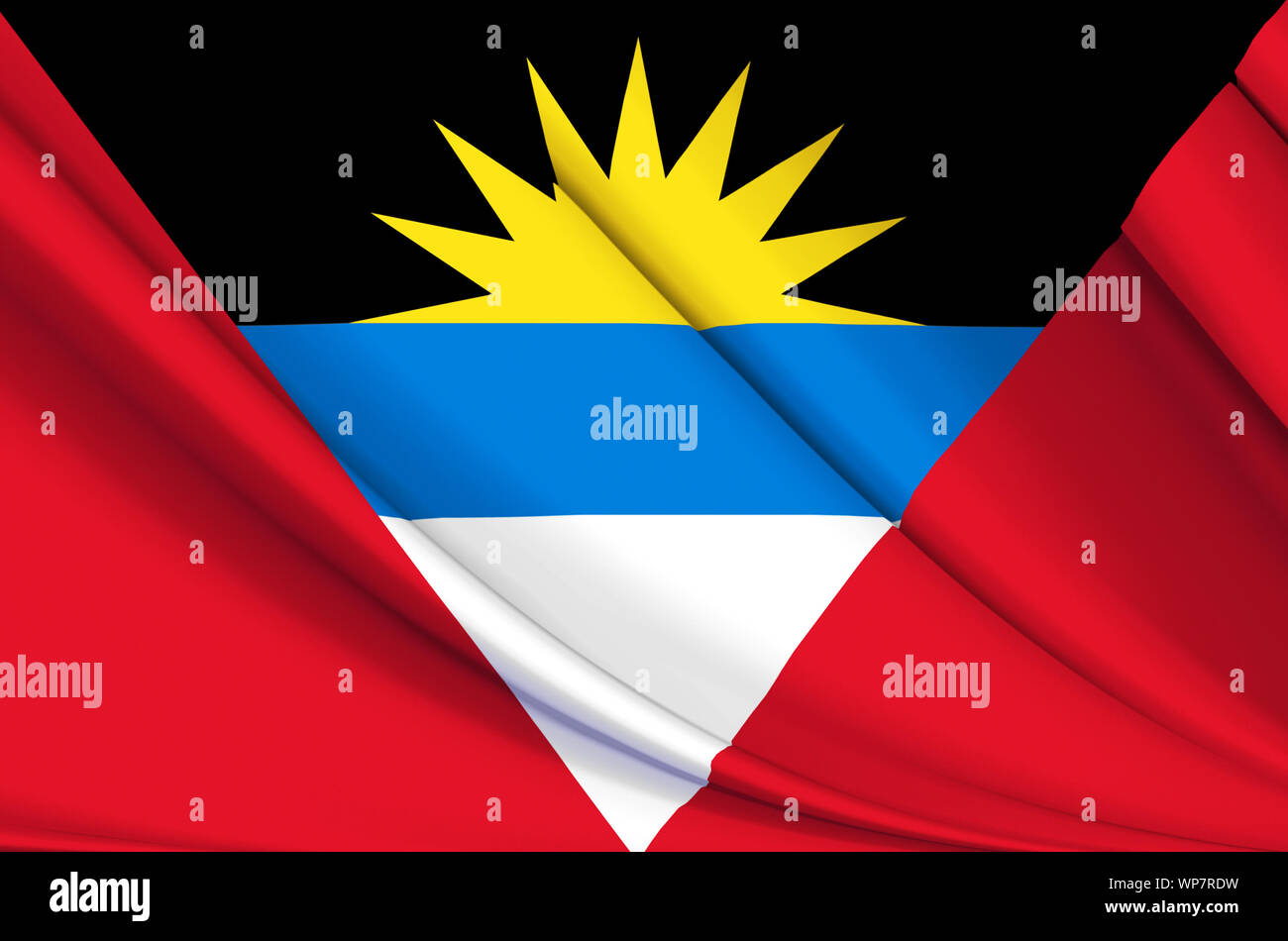 Antigua-et-Barbuda waving flag illustration. Pays d'Amérique du Nord et en Amérique centrale. Parfait pour l'utilisation d'arrière-plan et la texture. Banque D'Images