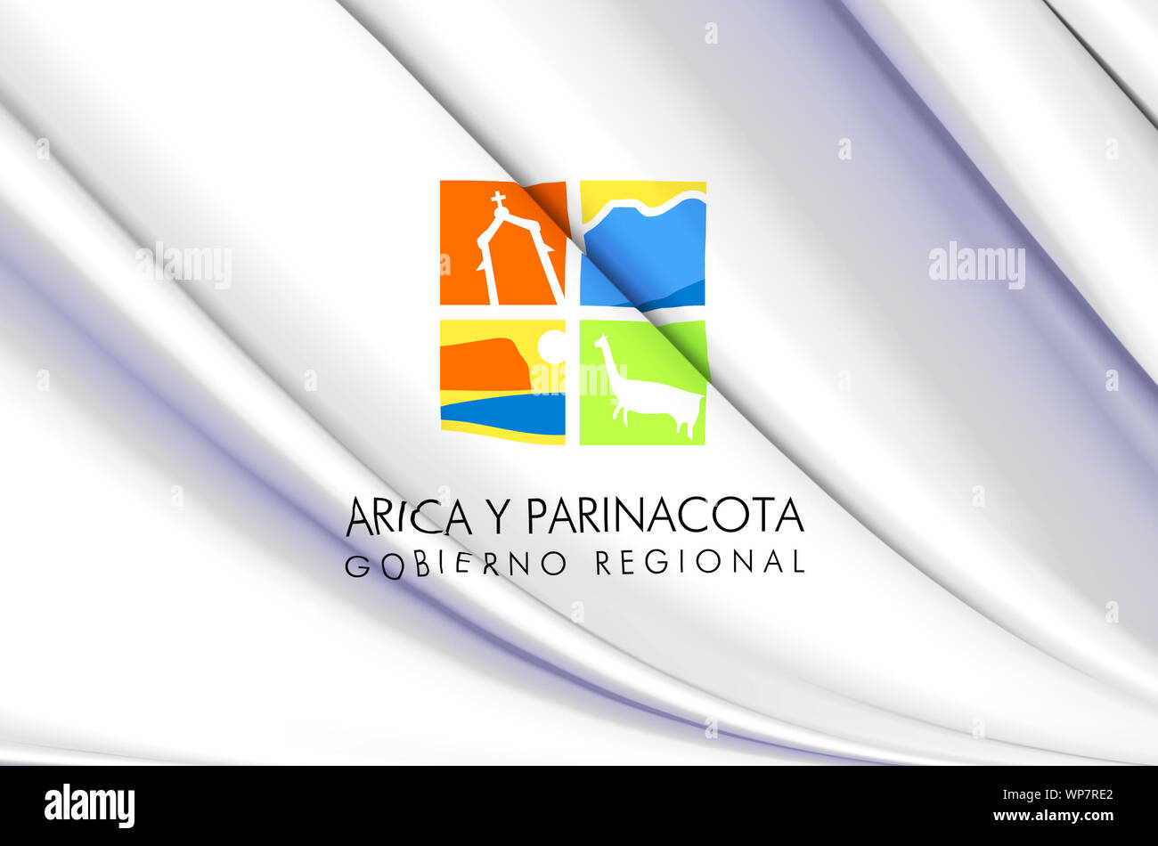 Aricay Parinacota waving flag illustration. Régions du Chili. Parfait pour l'utilisation d'arrière-plan et la texture. Banque D'Images
