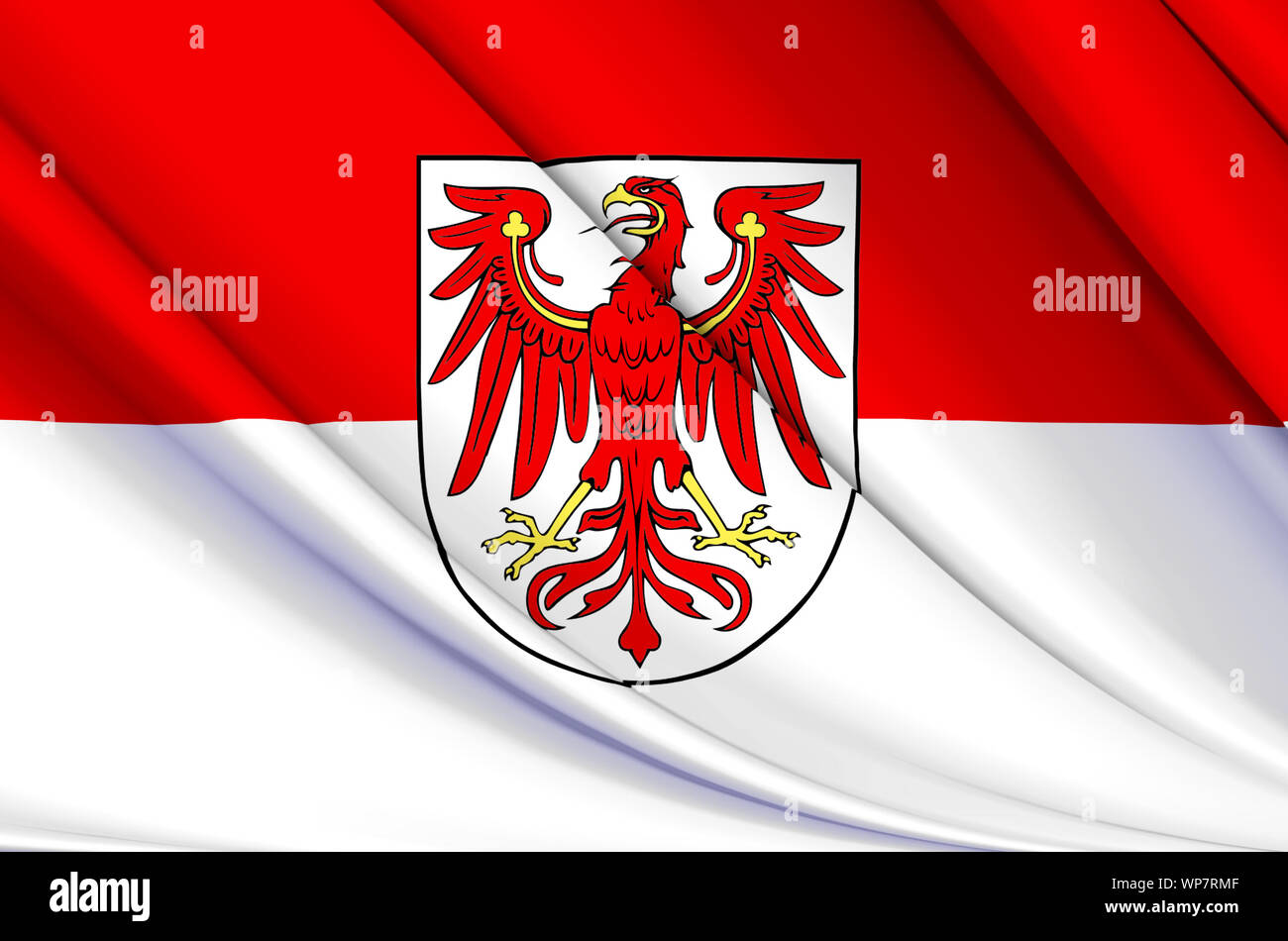 Brandebourg waving flag illustration. L'état fédéral de l'Allemagne. Parfait pour l'utilisation d'arrière-plan et la texture. Banque D'Images