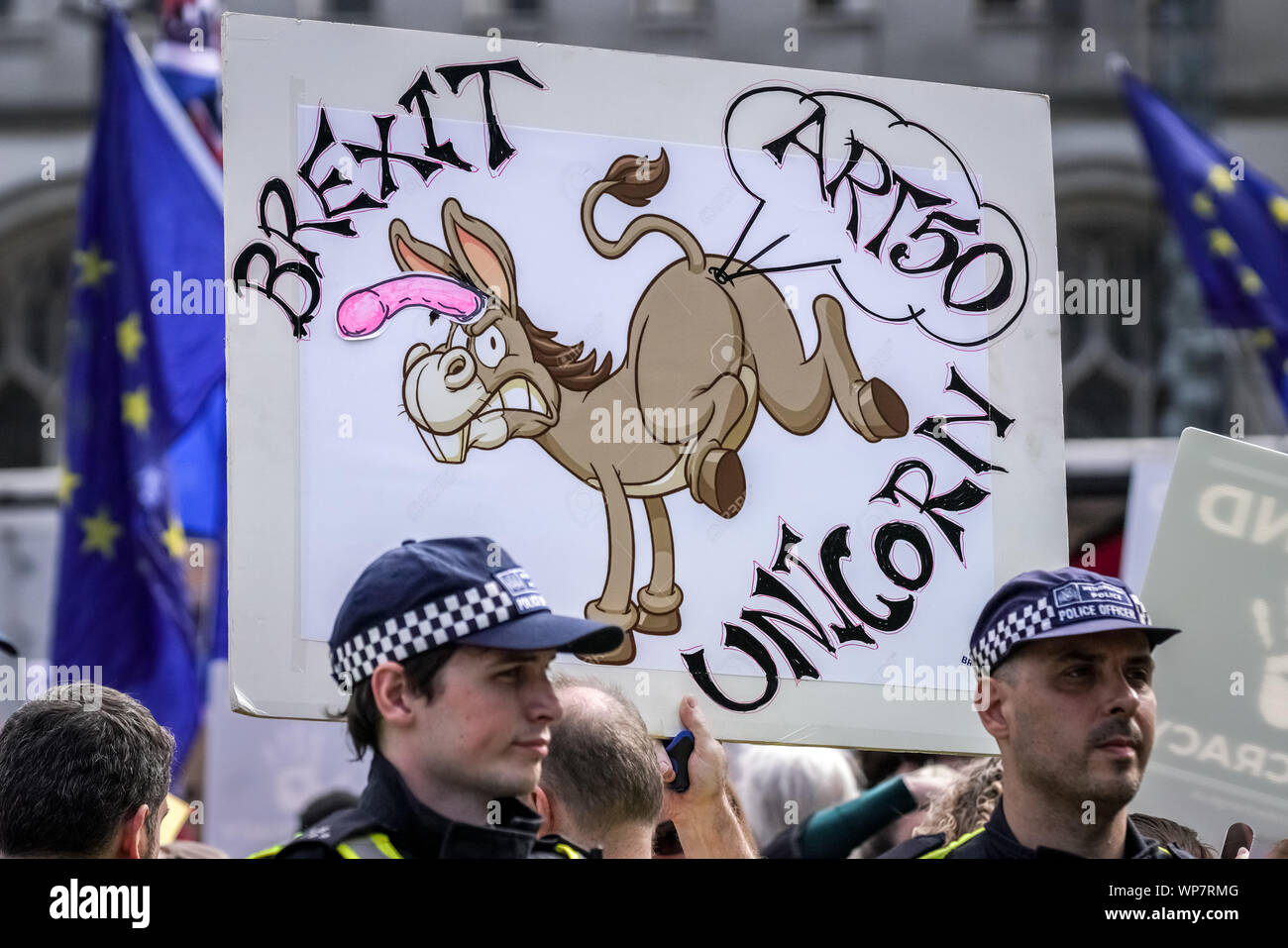 Londres, Royaume-Uni. 7 Septembre, 2019. Anti-Brexit Brexit partisans hold 'Stop' rassemblement à la place du Parlement. Crédit : Guy Josse/Alamy Live News Banque D'Images