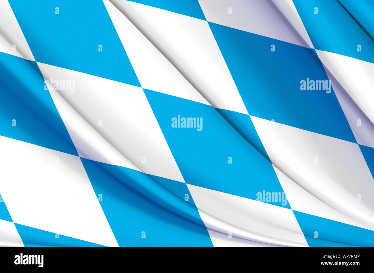 Bavière waving flag illustration. L'état fédéral de l'Allemagne. Parfait pour l'utilisation d'arrière-plan et la texture. Banque D'Images