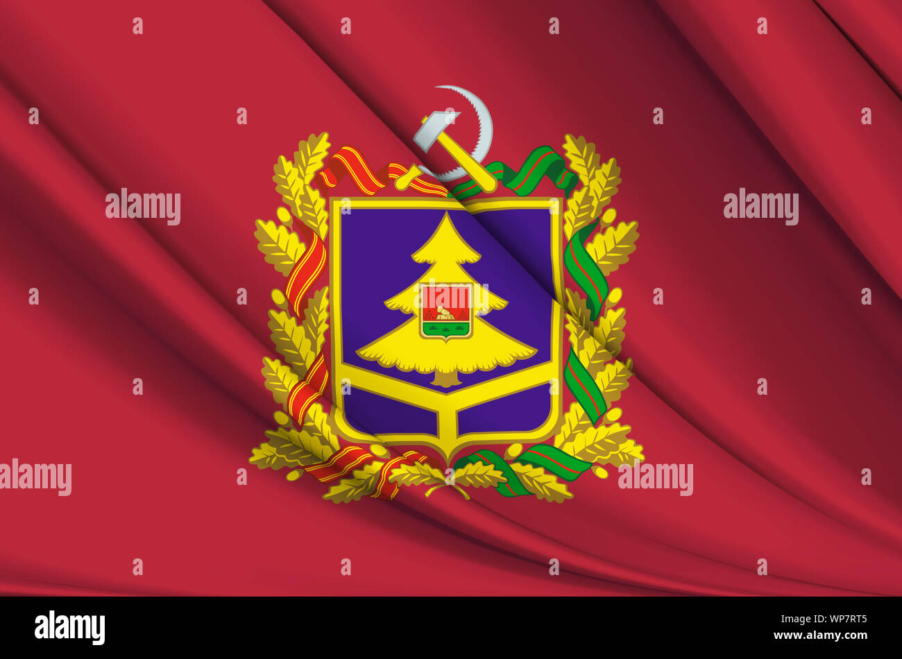 Bryansk waving flag illustration. Régions de la Russie. Parfait pour l'utilisation d'arrière-plan et la texture. Banque D'Images