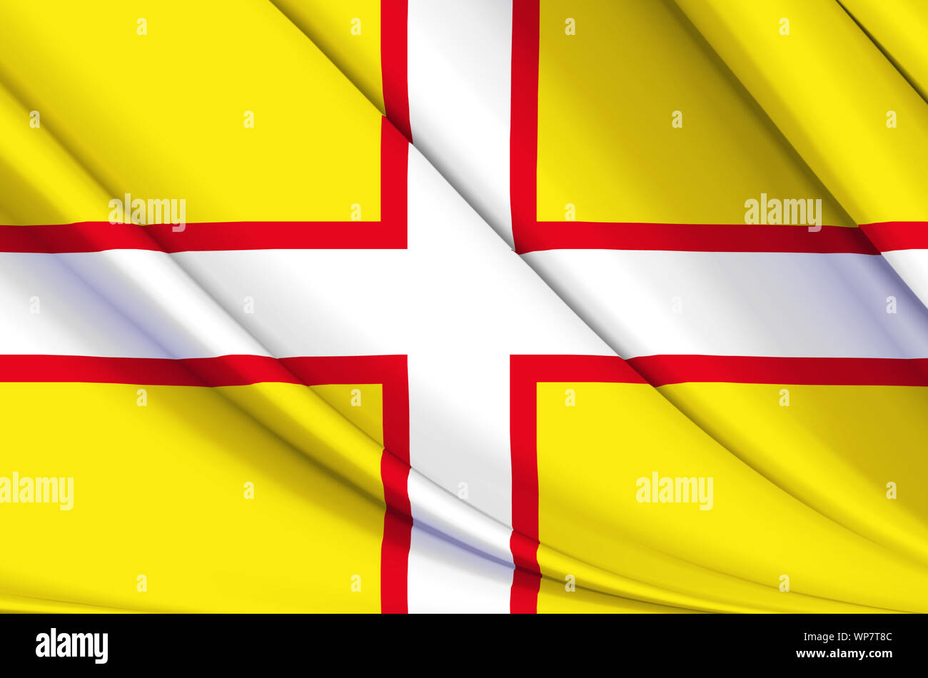 Dorset waving flag illustration. Régions de l'Angleterre et le Royaume-Uni. Parfait pour l'utilisation d'arrière-plan et la texture. Banque D'Images