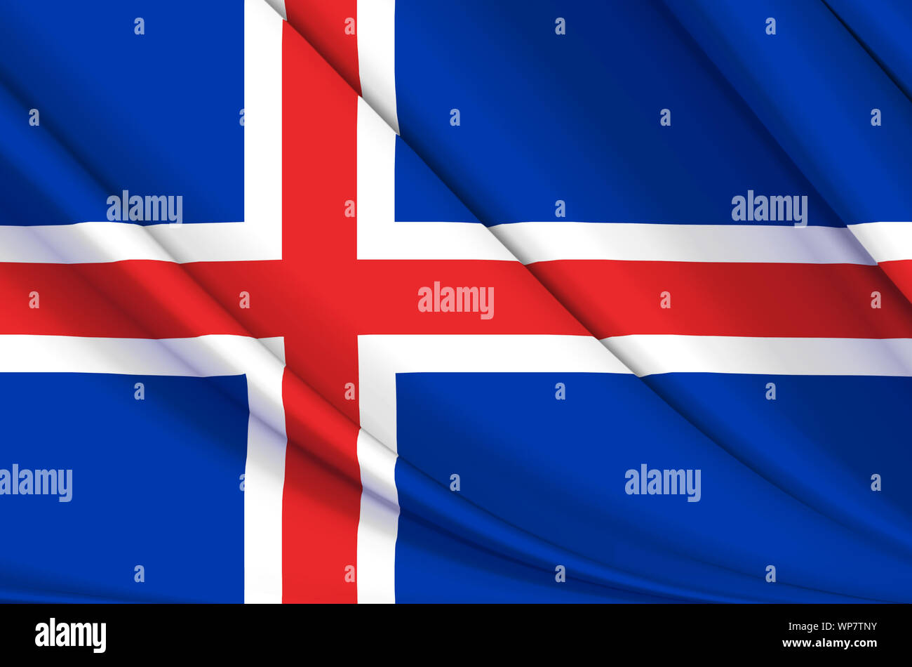 L'Islande waving flag illustration. Pays de l'Europe. Parfait pour l'utilisation d'arrière-plan et la texture. Banque D'Images