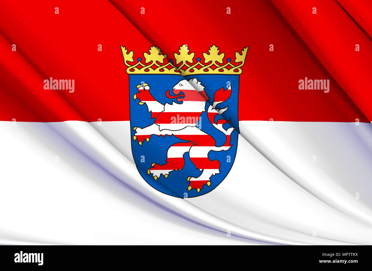 Hesse waving flag illustration. L'état fédéral de l'Allemagne. Parfait pour l'utilisation d'arrière-plan et la texture. Banque D'Images