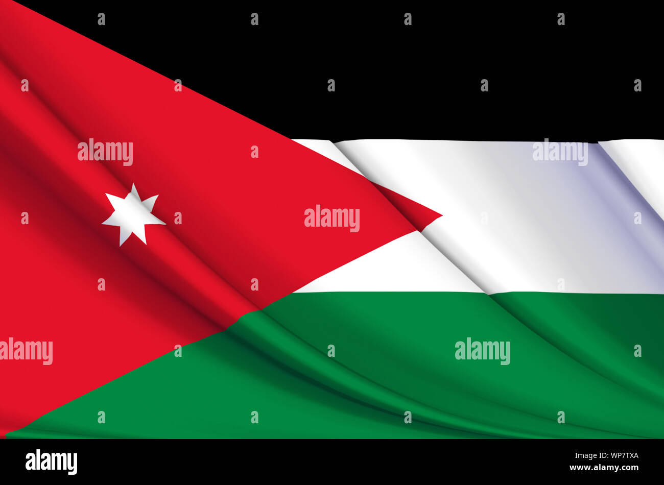 La Jordanie waving flag illustration. Les pays d'Asie. Parfait pour l'utilisation d'arrière-plan et la texture. Banque D'Images