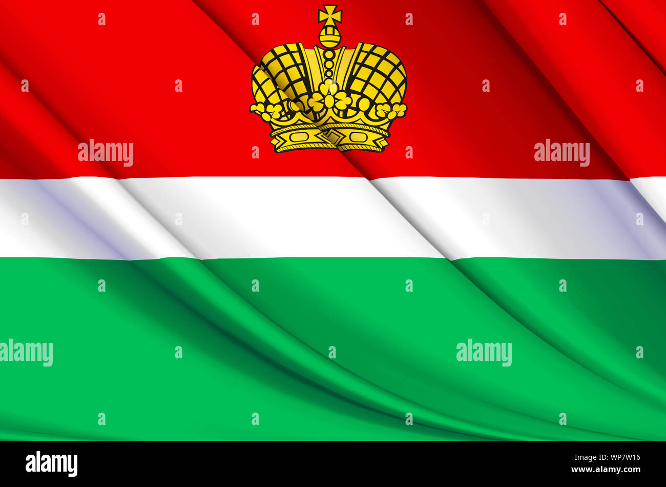 Kaluga waving flag illustration. Régions de la Russie. Parfait pour l'utilisation d'arrière-plan et la texture. Banque D'Images
