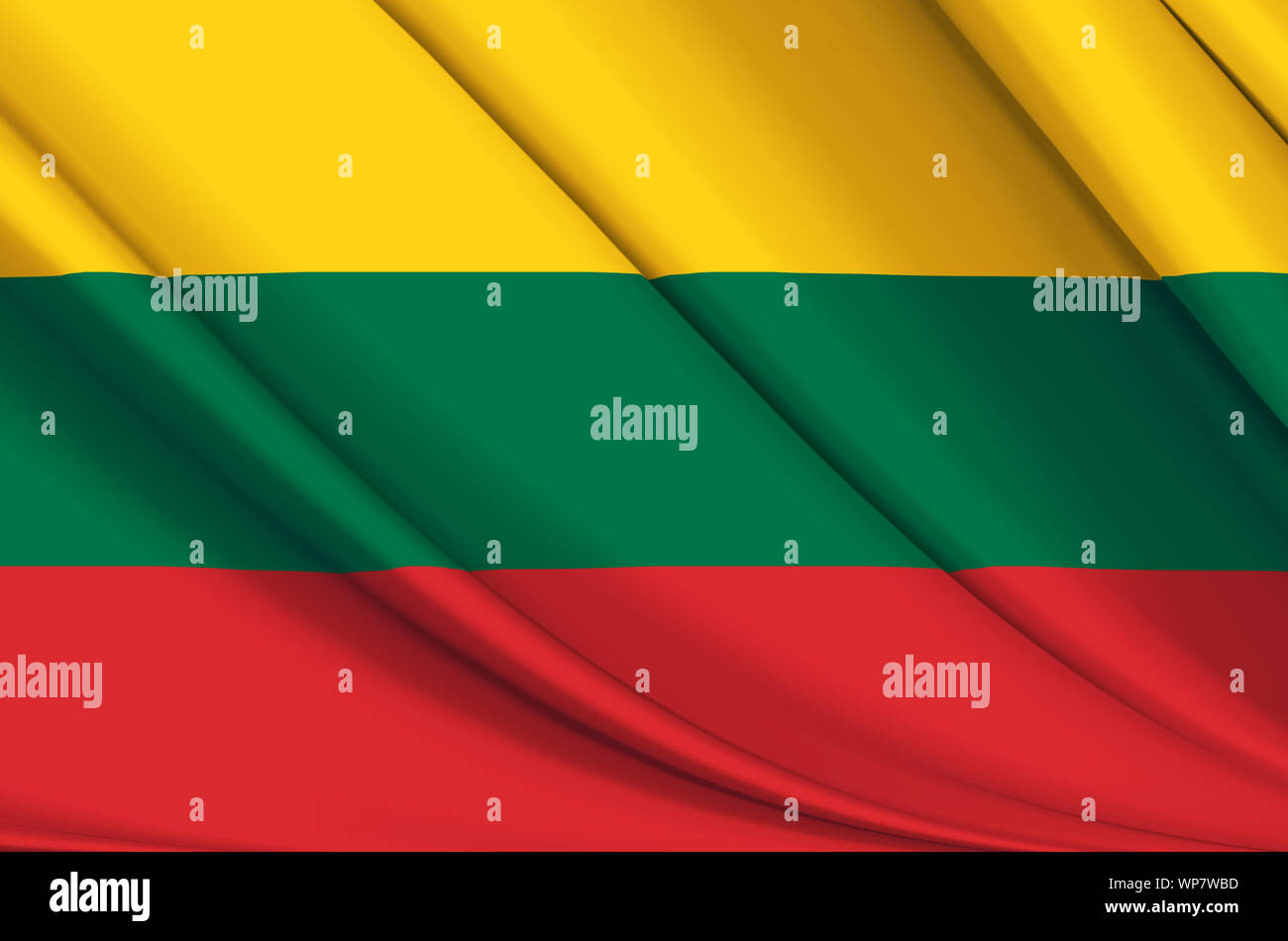 La Lituanie waving flag illustration. Pays de l'Europe. Parfait pour l'utilisation d'arrière-plan et la texture. Banque D'Images