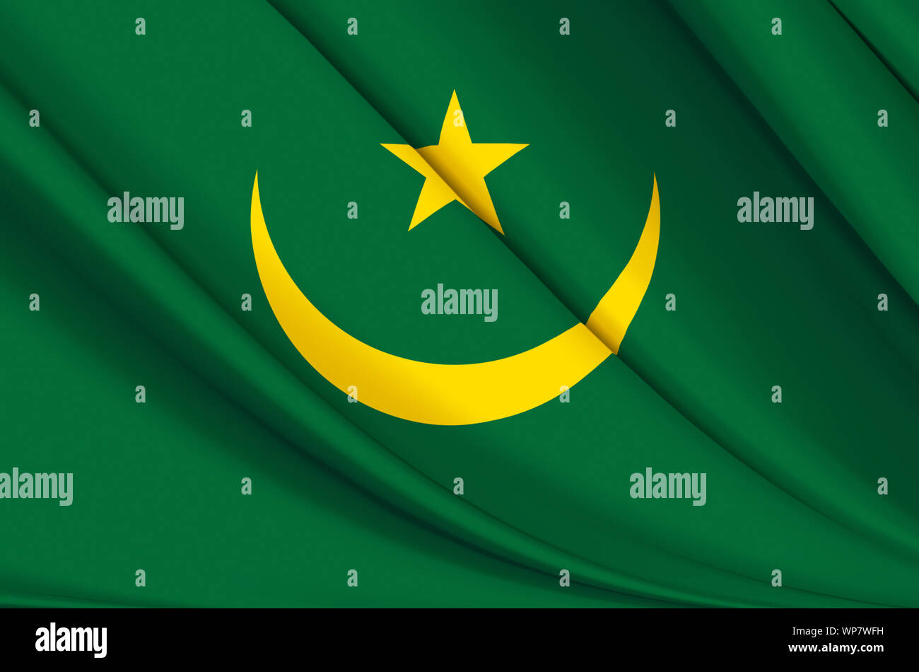 La Mauritanie waving flag illustration. Pays de l'Afrique. Parfait pour l'utilisation d'arrière-plan et la texture. Banque D'Images