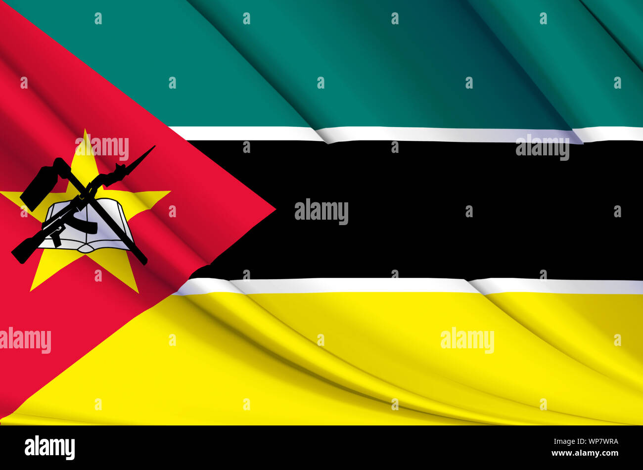 Mozambique waving flag illustration. Pays de l'Afrique. Parfait pour l'utilisation d'arrière-plan et la texture. Banque D'Images