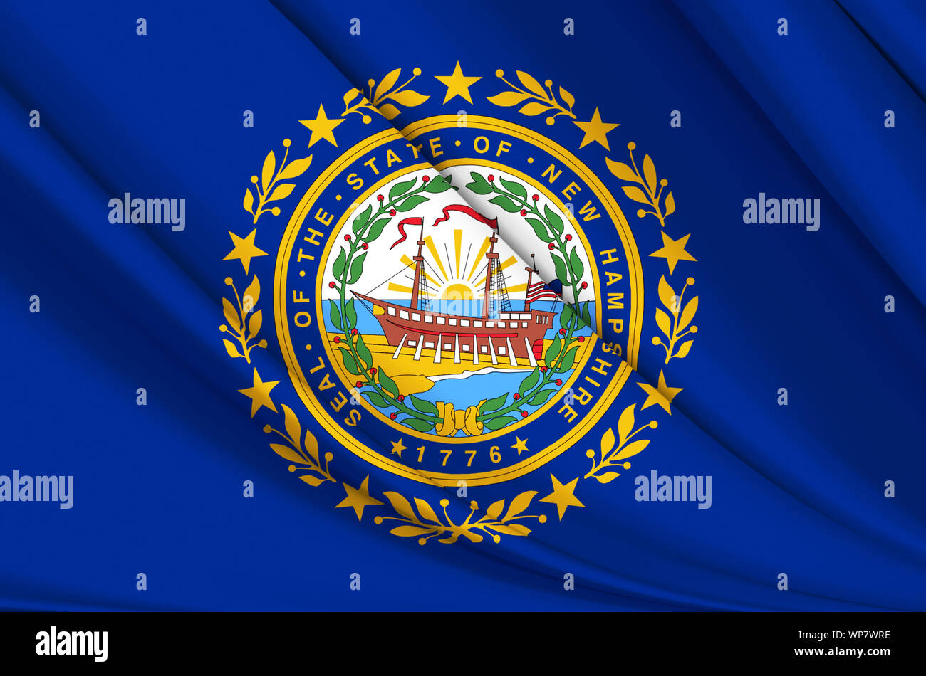 New Hampshire waving flag illustration. Les états américains. Parfait pour l'utilisation d'arrière-plan et la texture. Banque D'Images