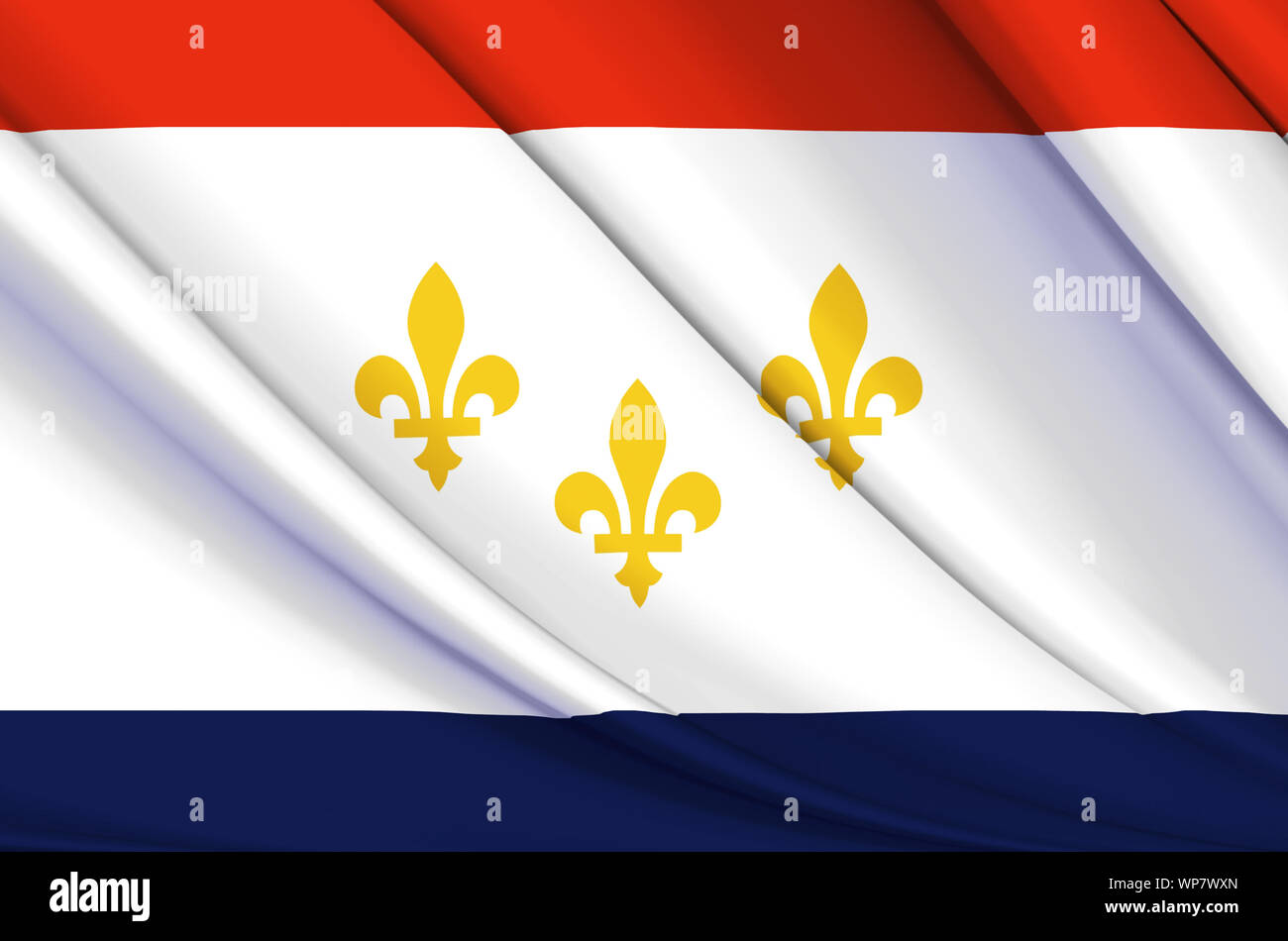 La Nouvelle Orléans en Louisiane waving flag illustration. Les régions et les villes des États-Unis. Parfait pour l'utilisation d'arrière-plan et la texture. Banque D'Images