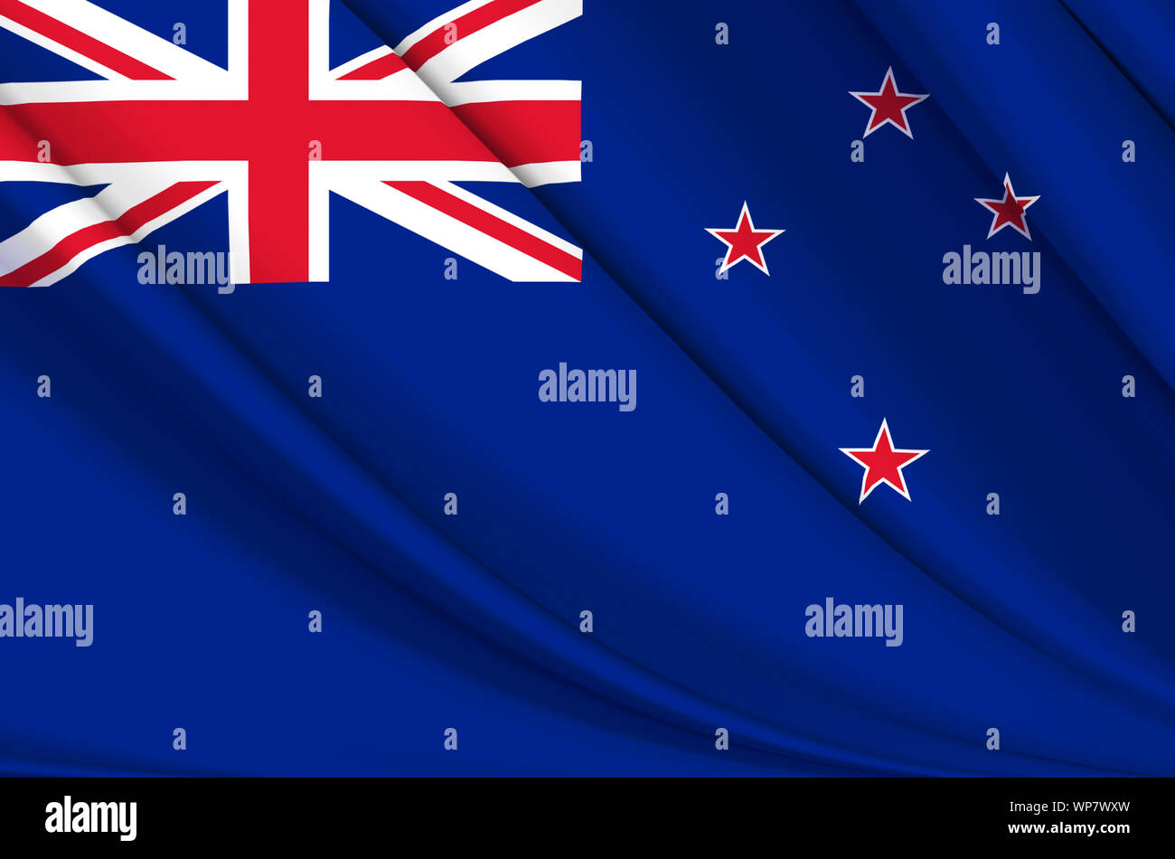 La nouvelle zelande waving flag illustration. Pays de l'Australie et l'Océanie. Parfait pour l'utilisation d'arrière-plan et la texture. Banque D'Images