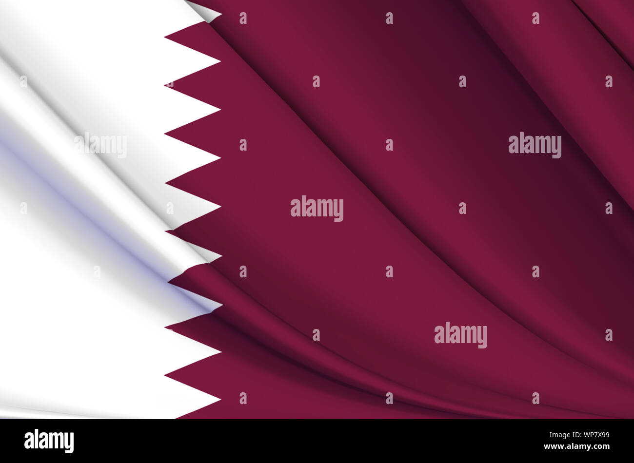 Le Qatar waving flag illustration. Les pays d'Asie. Parfait pour l'utilisation d'arrière-plan et la texture. Banque D'Images