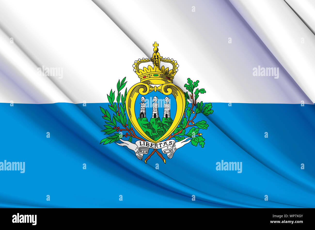 San Marino waving flag illustration. Pays de l'Europe. Parfait pour l'utilisation d'arrière-plan et la texture. Banque D'Images