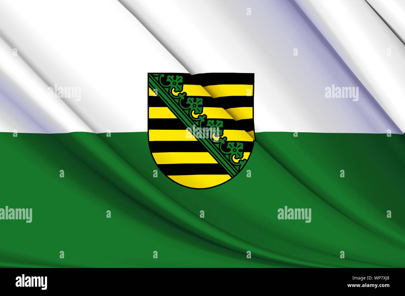 La Saxe waving flag illustration. L'état fédéral de l'Allemagne. Parfait pour l'utilisation d'arrière-plan et la texture. Banque D'Images