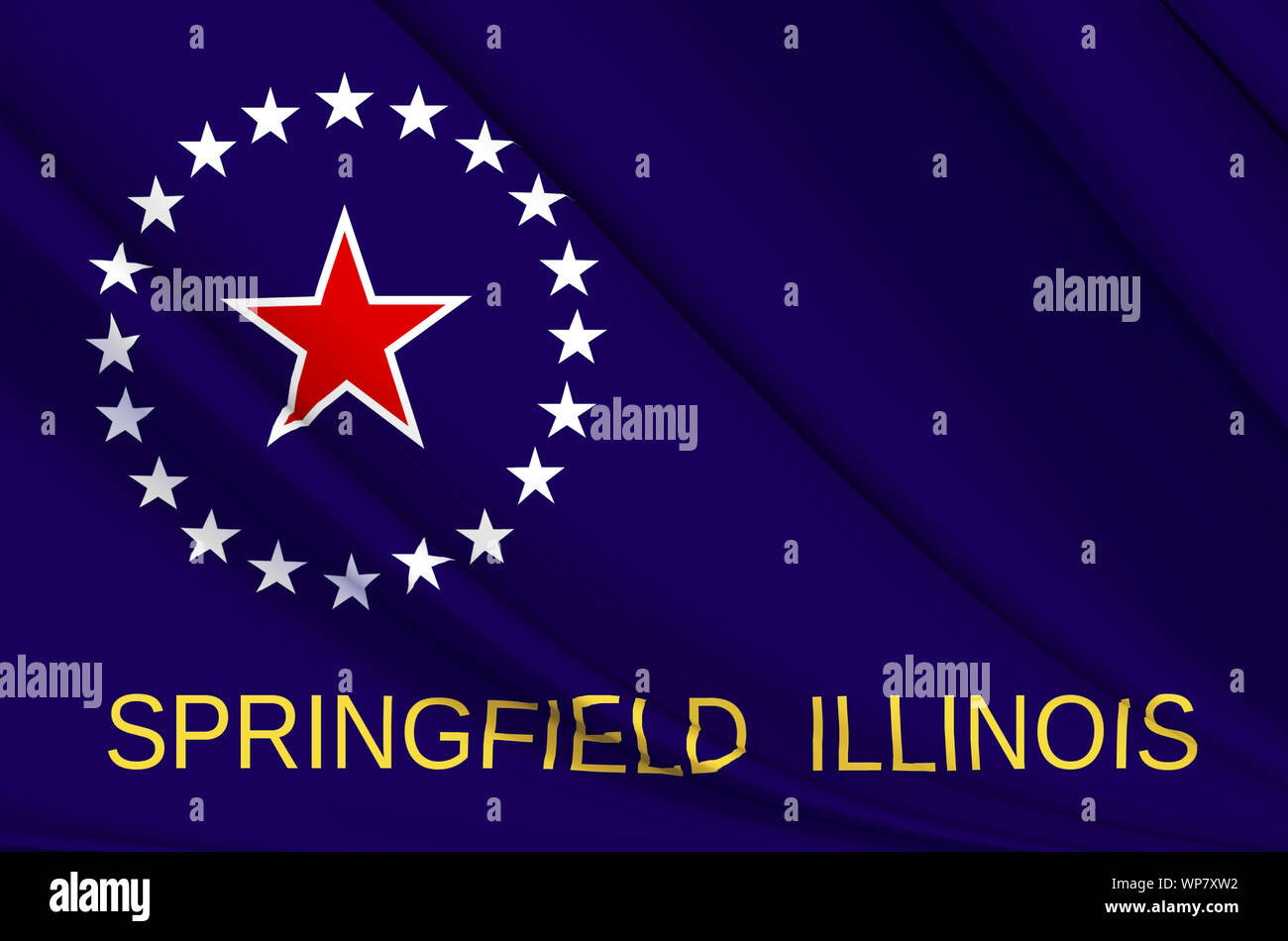 Springfield Illinois waving flag illustration. Les régions et les villes des États-Unis. Parfait pour l'utilisation d'arrière-plan et la texture. Banque D'Images