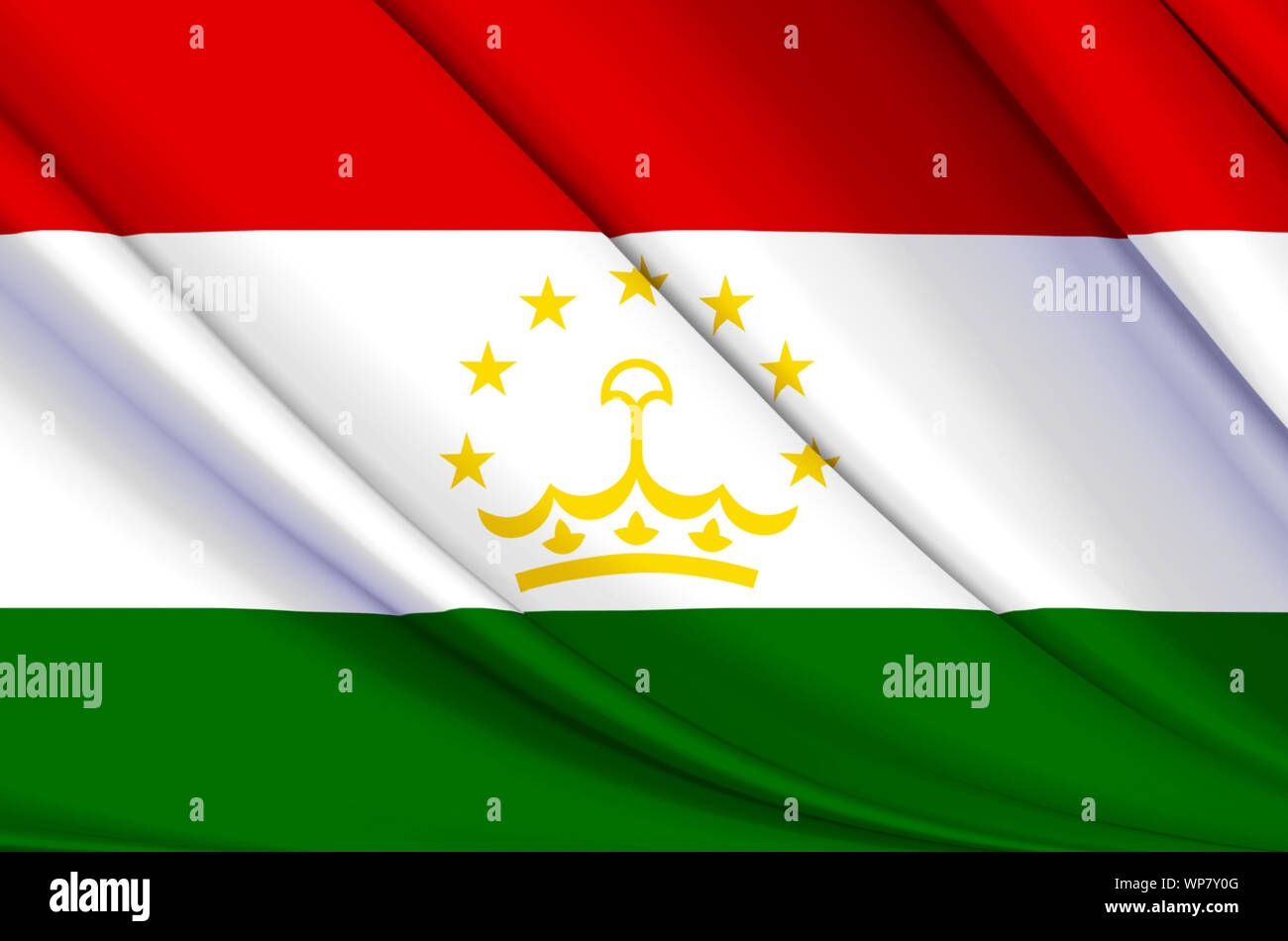 Le Tadjikistan waving flag illustration. Les pays d'Asie. Parfait pour l'utilisation d'arrière-plan et la texture. Banque D'Images