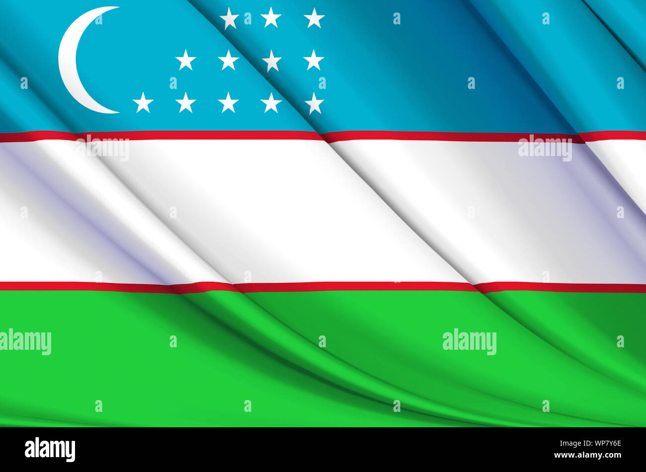 L'Ouzbékistan waving flag illustration. Les pays d'Asie. Parfait pour l'utilisation d'arrière-plan et la texture. Banque D'Images