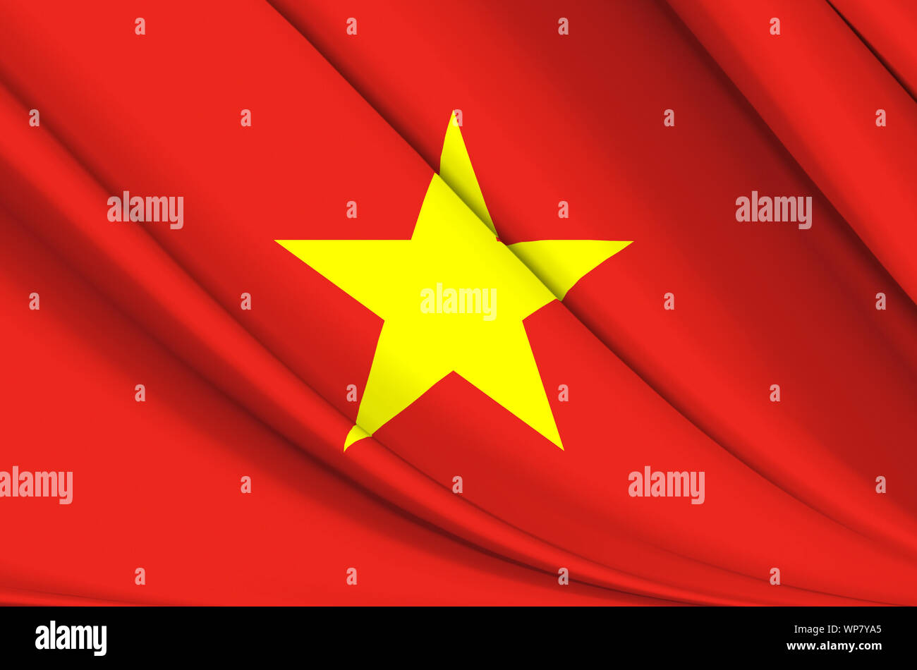 Vietnam waving flag illustration. Les pays d'Asie. Parfait pour l'utilisation d'arrière-plan et la texture. Banque D'Images