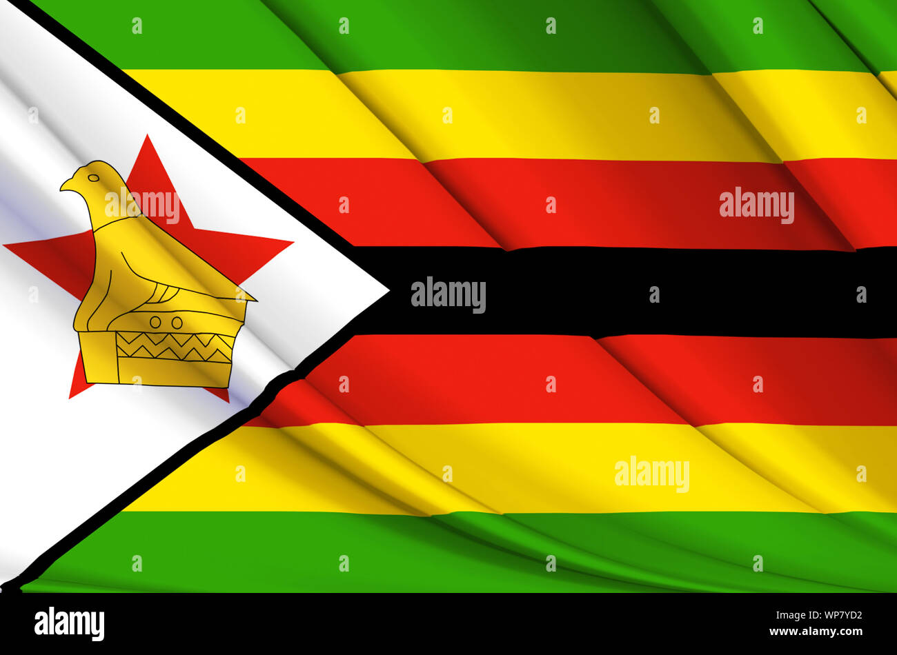 Zimbabwe waving flag illustration. Pays de l'Afrique. Parfait pour l'utilisation d'arrière-plan et la texture. Banque D'Images