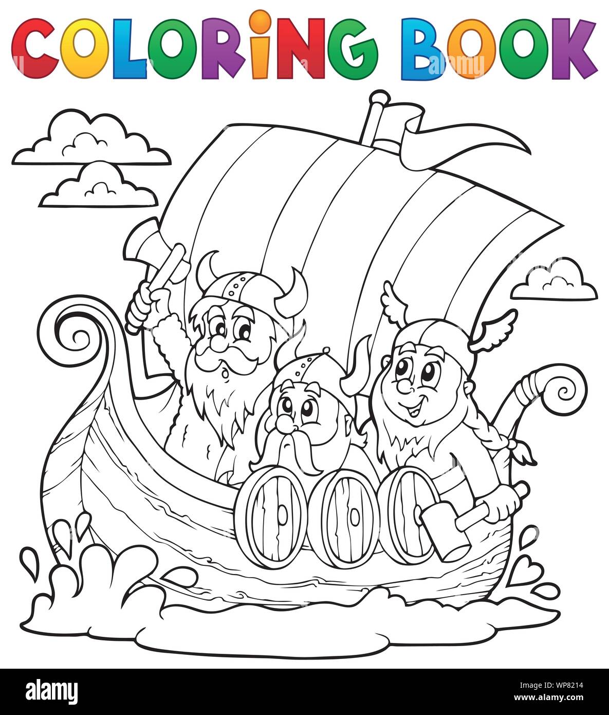Livre à colorier bateau viking Illustration de Vecteur