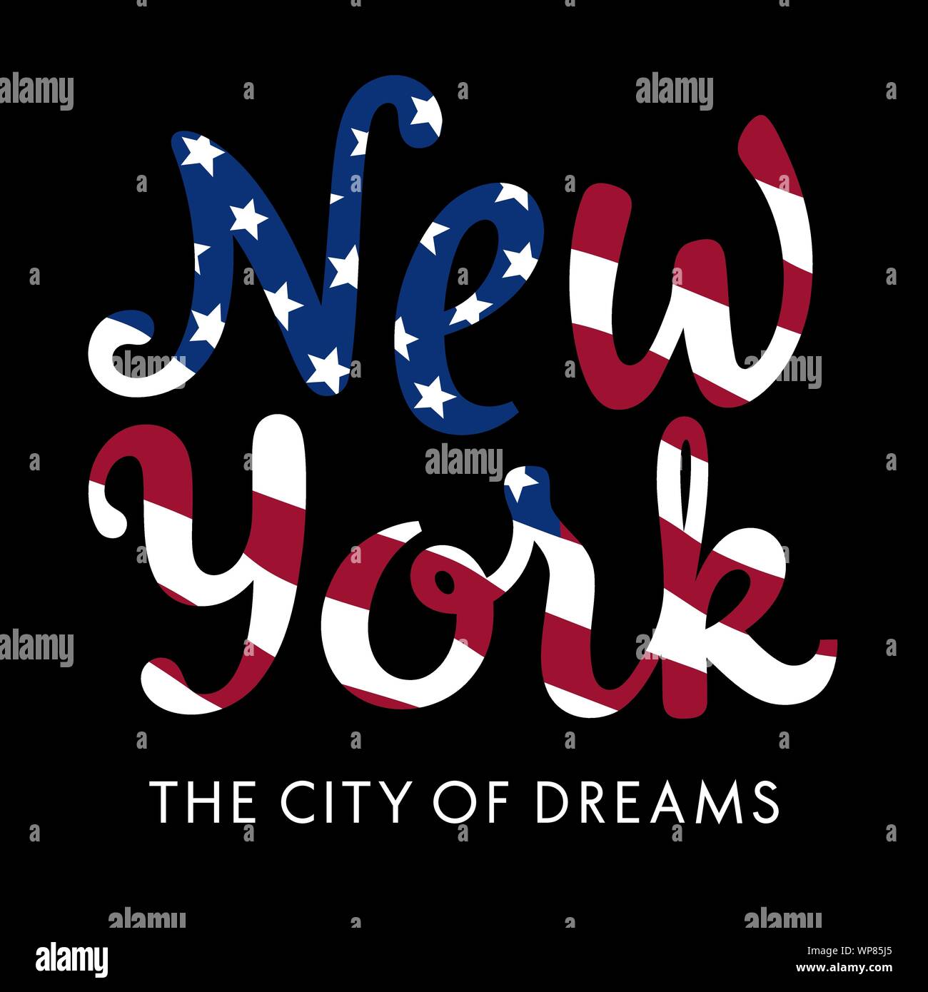 Drapeau USA New York City typographie pour t-shirt design. Vector illustration avec le drapeau américain et lettrage calligraphie Illustration de Vecteur