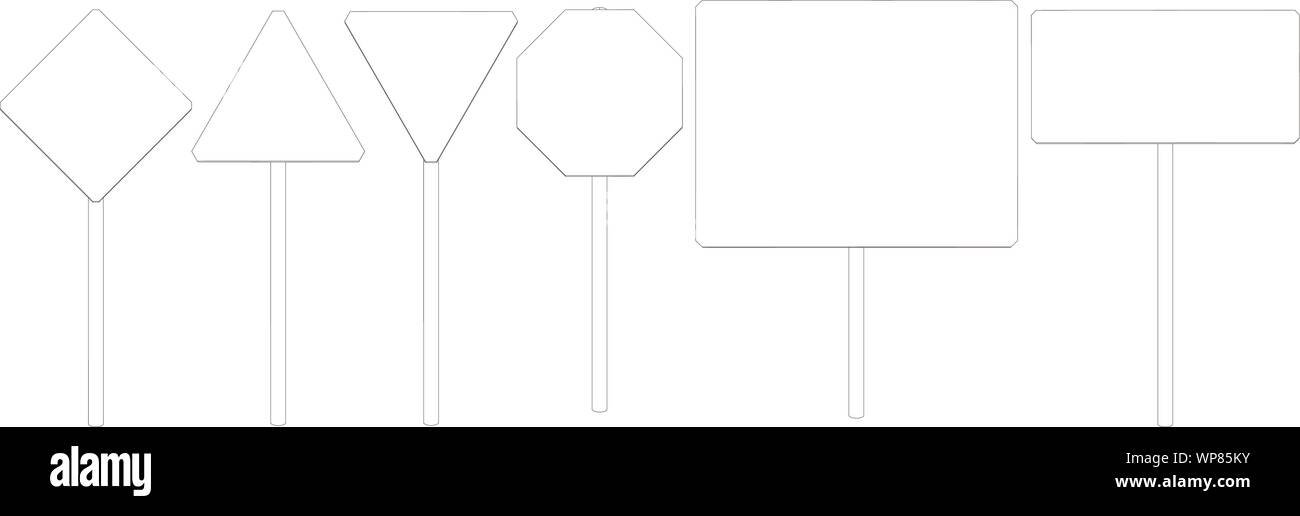 Ensemble de la signalisation routière en fil de fer. Vue de face. Vector illustration Illustration de Vecteur